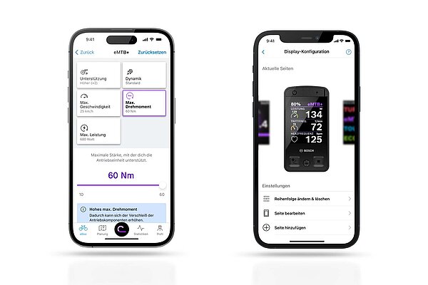 Smartphones mit eBike Flow App von Bosch.