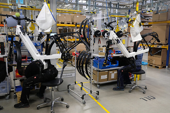 Fahrradmarkt Deutschland 2023. Montage von E-Bikes bei Riese und Müller.