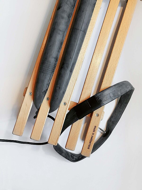 Davoserschlitten mit polster aus Veloschläuchen