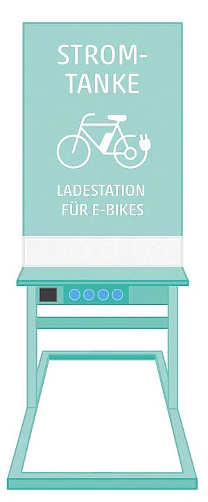 Bild, das eine Ladestation für Elektrovelos zeigt.
