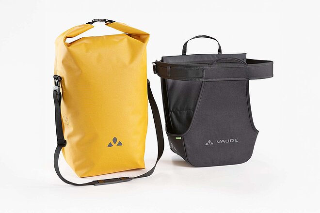 Fahrradtasche in Gelb.