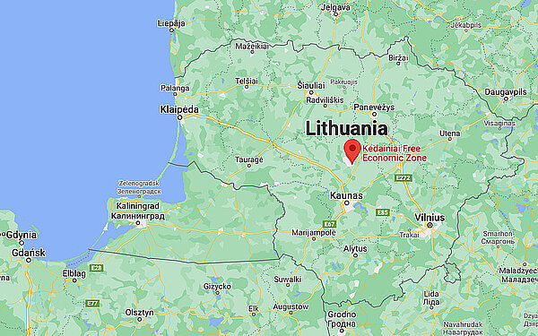 Kartenausschnitt der Litauen zeigt