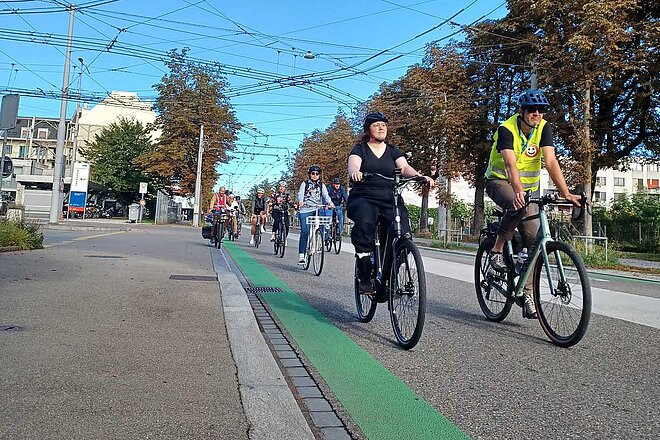 Grüne Streifen markieren die Velovorzugsrouten.