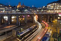 Equiwatt Subventionen E-Bikes Lausanne. Foto der Stadt Lausanne in der Nacht. 
