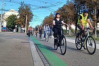 Grüne Streifen markieren die Velovorzugsrouten.