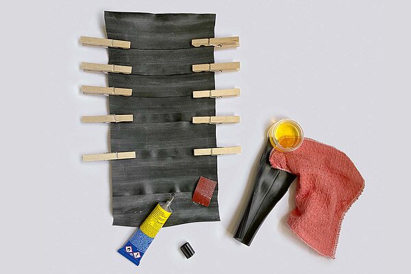 Tool-Kit aus alten Fahrradschläuchen. 