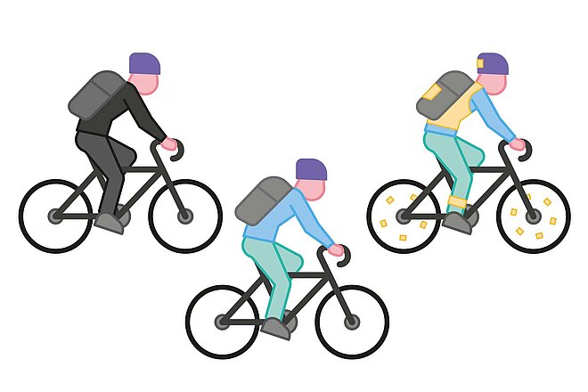Illustration von drei Velos