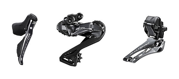 Schalthebel, Wechsel und Umwerfer der Shimano Ultegra Di2 Schaltung