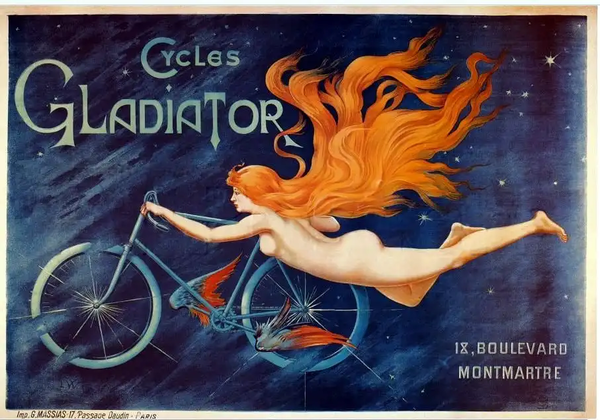 Gladiator Cycles mit nackter Frau
