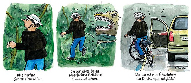 Fahrrad Comicstrip Schlorian. 