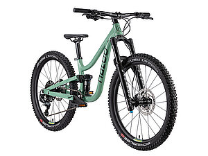 Naloo Mountain Jack STD. Vollgeferdetes Mountainbike mit grünen Rahmen.