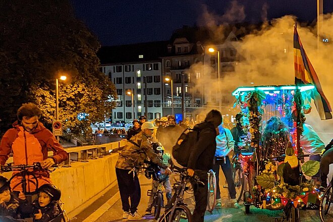Velodemo in Zürich bei Nacht