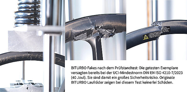 Plagiate von Carbonteilen für Fahrräder.