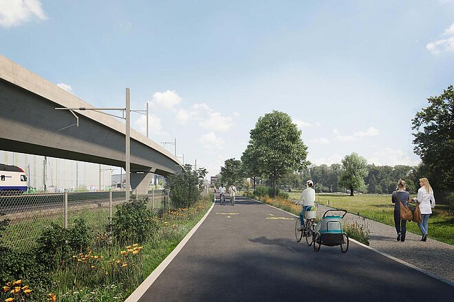 Veloschnellroute entlang eines Bahngleises