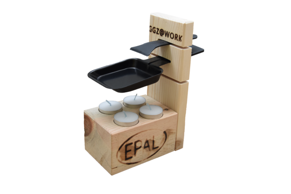 Transportabler Racletteofen aus einer ehemaligen Europalette. Raclette ofen mit rechaud aus paletten