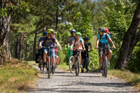 Die Alpenrhein-Truppe beim Velofahren.