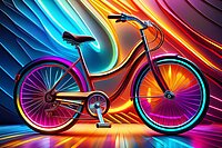 Buntes Bild mit einem Fahrrad. 