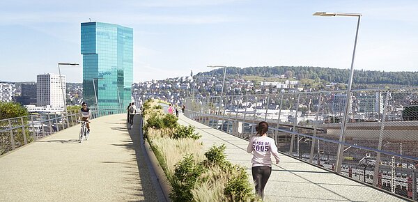 Vorschauf auf die geplante Franca-Magnani Brücke in Zürich. 