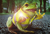 Frosch in Leuchtweste