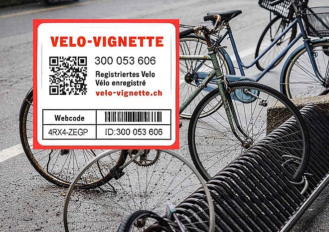 velo-vignette.ch nationales Register für gestohlene Fahrräder in der Schweiz.