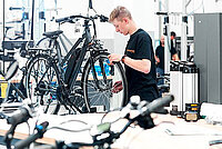 Prophete war Opfer einer Cycber-Attacke. Ein Mann arbeitete an einem Fahrrad.