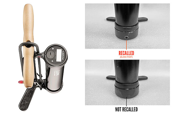 Fotos mit Bildern einer Fahrradpumpe. 