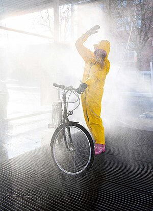 Regenoverall für Fahrradfahrer.