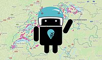 Landkarte mit dem Android Logo