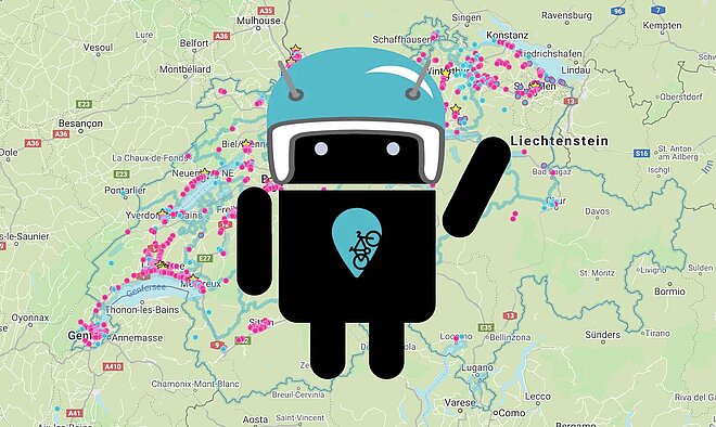 Landkarte mit dem Android Logo