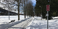 Schnee auf Radweg