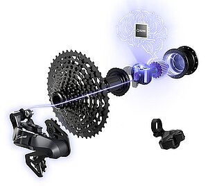 Explosionszeichnung einer Fahrradschaltung von Shimano.