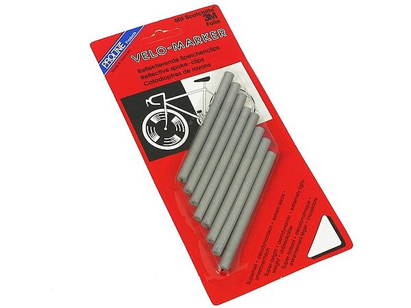 reflektierende Speichenclips machen das Velo sichtbar