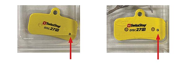 Rückruf SwissStop Disc 27RS – mit Produktionsseriencodes D und G.