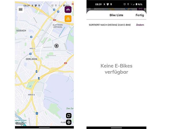 Screenshots einer Smartphone App