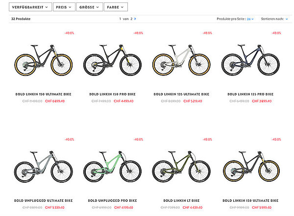 Scott stellt Bold Cycles ein. Mountainbikes werden in einem Webshop mit Rabatt angeboten.