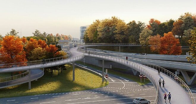 Autobahnausbau mit Brücke bei Wankdorf Bern