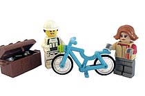 Lego Figuren mit Fahrrad.