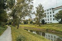 Flussufer mit einem Fussweg 