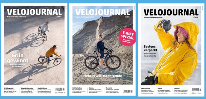 Velojournal ist die meistverbreitete Velozeitschrift der Schweiz. Titelbilder der Zeitschrift Velojournal.