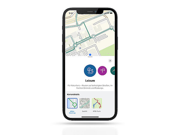Bosch Smart System Software Update 2023. Smartphone mit Landkarte. 