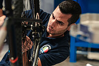 Velomechaniker im Einsatz bei den Shimano Service Center-Championships.