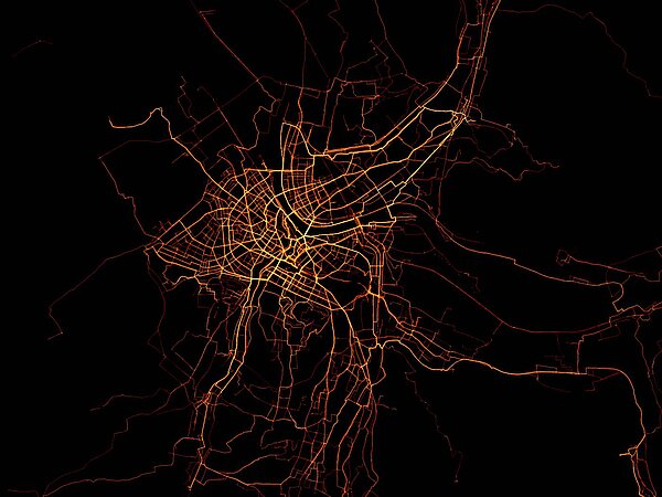 Die Schweizer Städte verbessern ihre Veloinfrastruktur. Heatmap von Basel-Stadt.