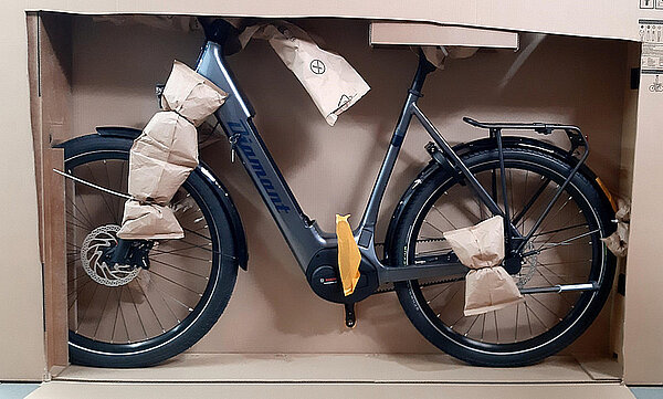 Diamant verzichtet auf Plastik beim Versand von Fahrrädern. 