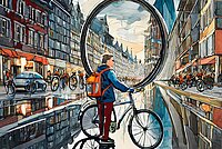 Kommentar zur Unfallstastistik der Schweiz. Durch KI animiertes Bild eines Radfahrers.