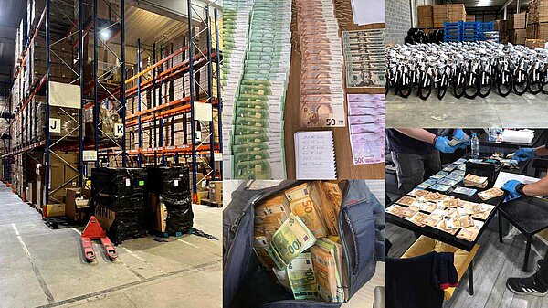 Hochregallager mit Waren. 