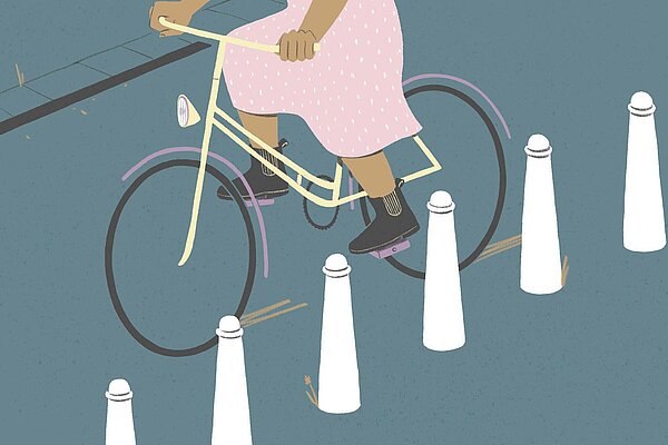 Ein vom Autoverkehr abgetrennter Fahrradweg