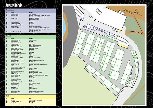 Geländeplan und Ausstellerverzeichnis vom Testride 2025.