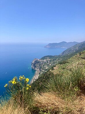 Meeresküste mit steilen Klippen.