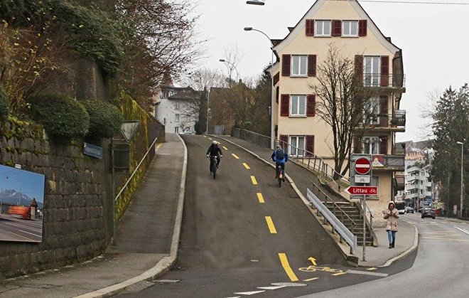 Die Sagenmattstrasse in Luzern ist steil.