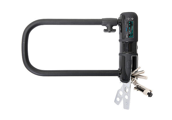 Ein Veloschloss das auch Werkzeuge bereithält, Aprilschherz von Contec